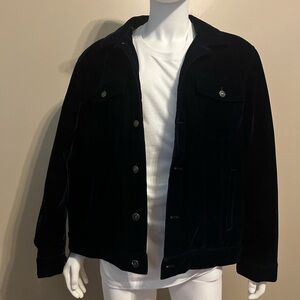Velour Dark blue quilt trucker jacket
